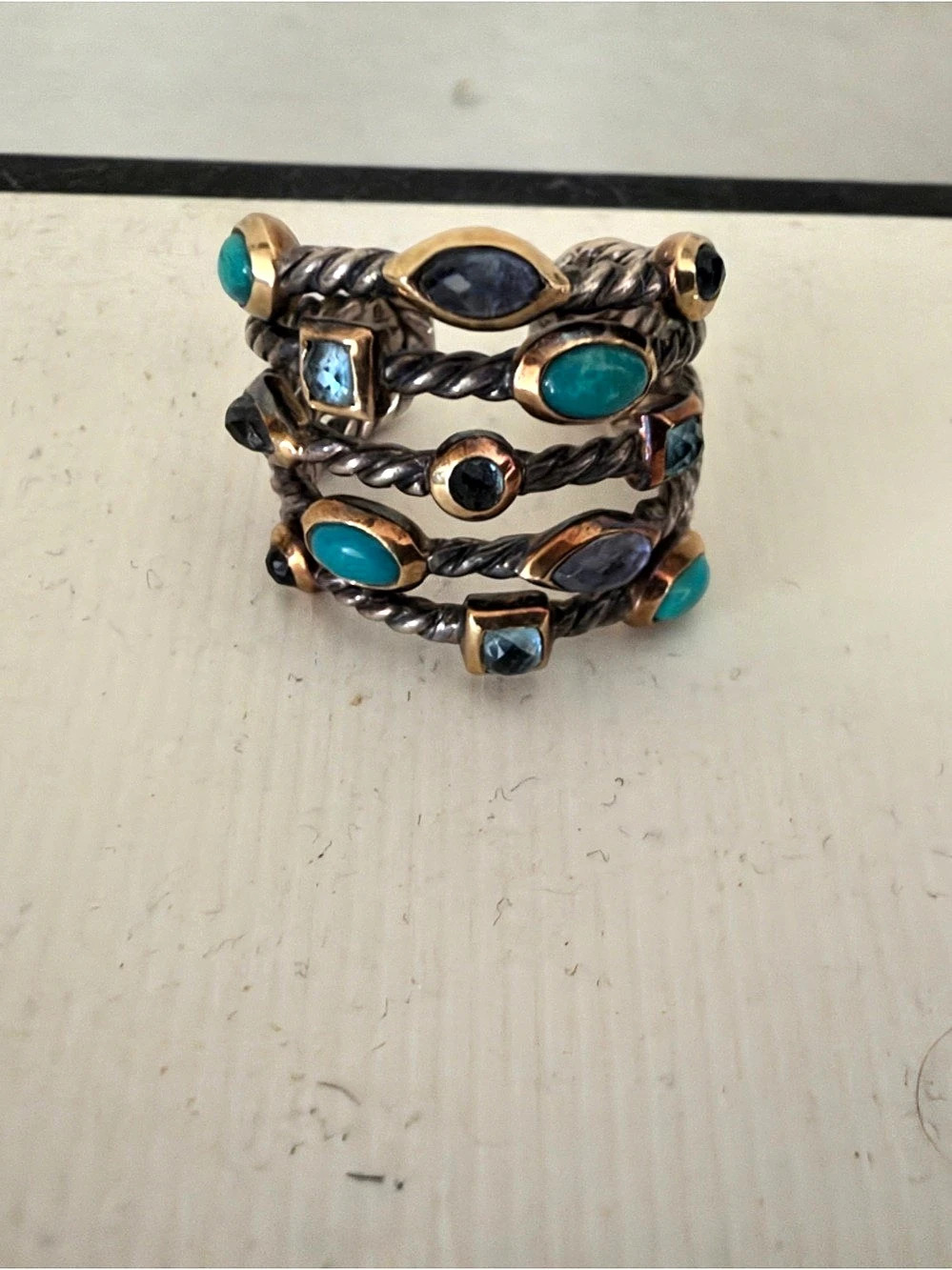 Turquoise & Brown Statement Ring
